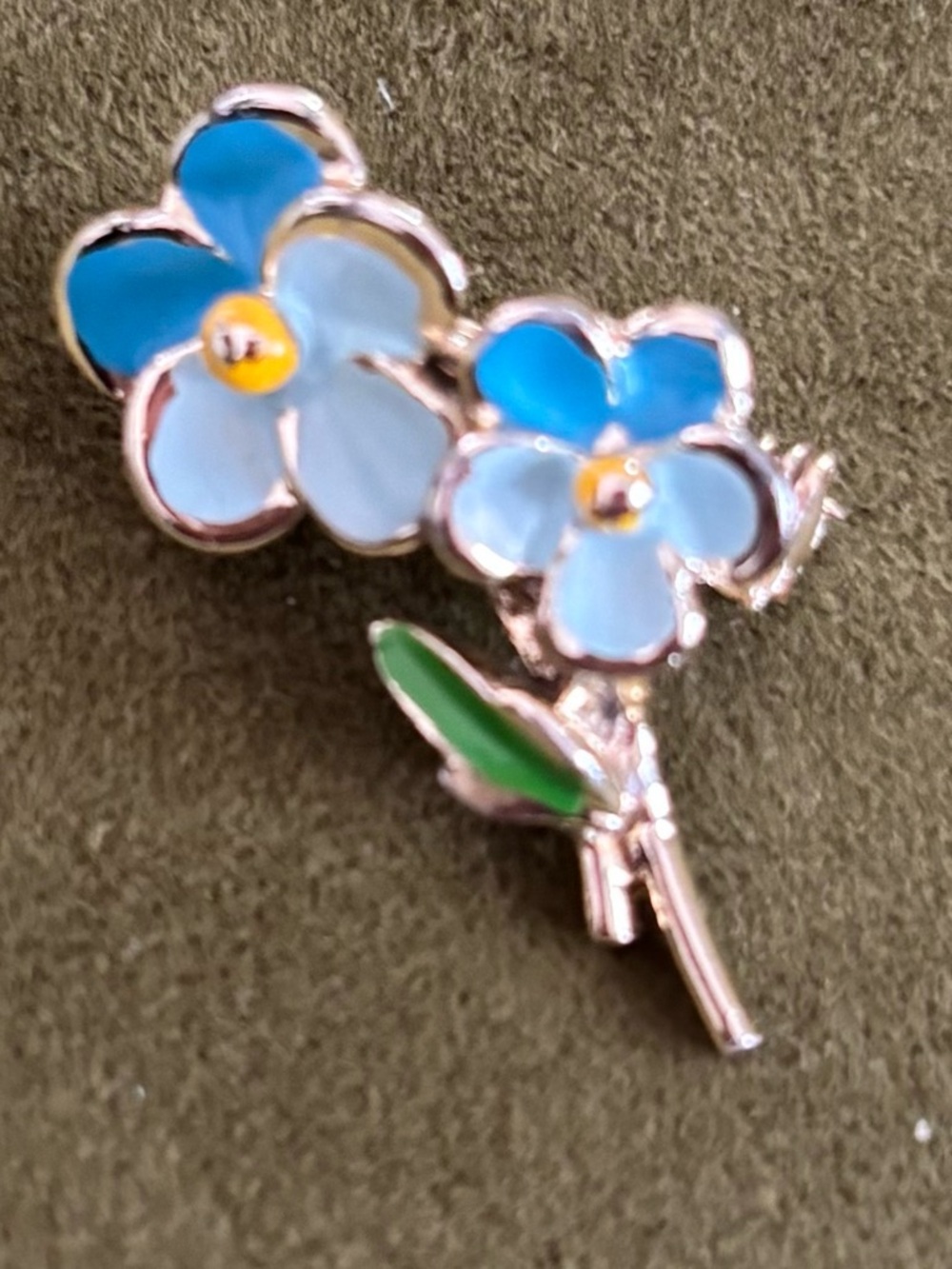 Four Assorted Butterfly and Floral Brooches - Green, Red, Blue, Silver Accents - Picture 8 of 9